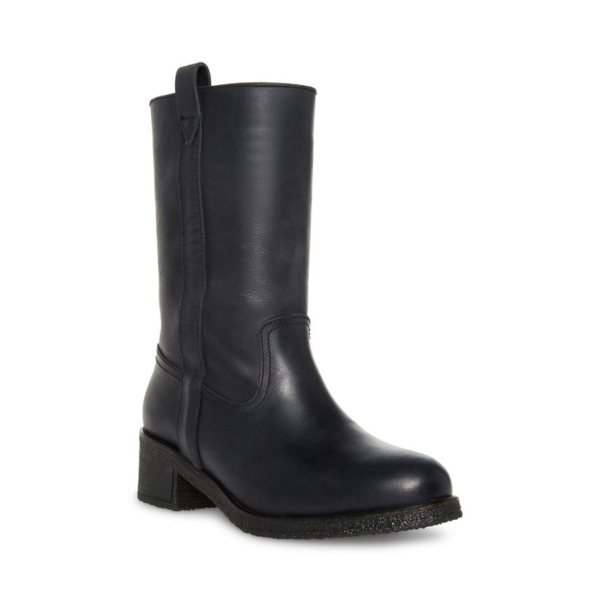 Black Steve Madden Winny Leather Women's High Boots | PH 8691TPE